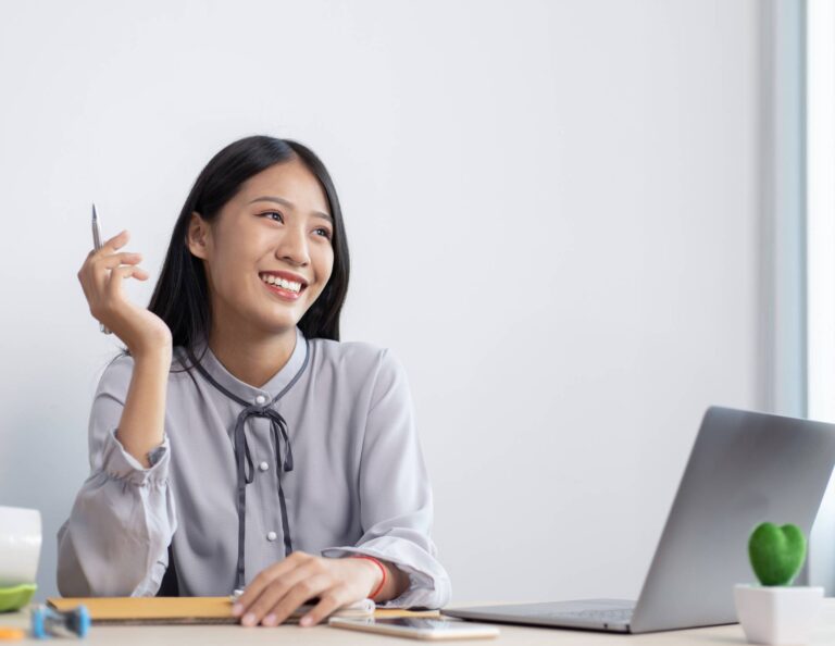 Woman determining her sales-qualified leads