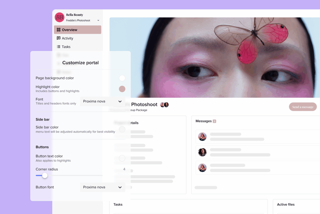 visual of honeybook's updated client portal
