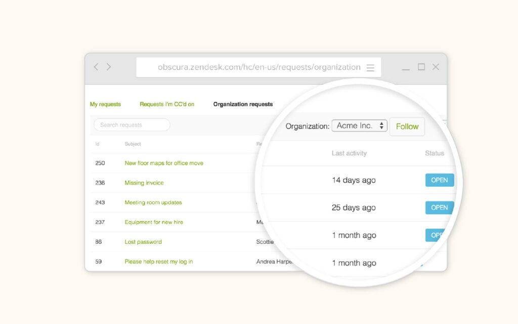 Zendesk client portal